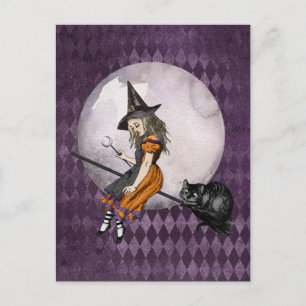 Halloween Alice in Wonderland Cheshire Cat Moon Briefkaart