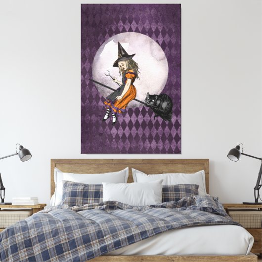 Halloween Alice in Wonderland Cheshire Cat Moon Canvas Afdruk (Insitu (Slaapkamer))