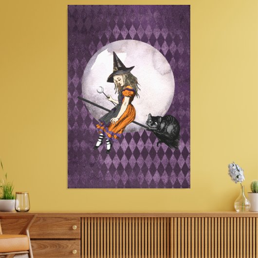 Halloween Alice in Wonderland Cheshire Cat Moon Canvas Afdruk (Insitu (Woonkamer))