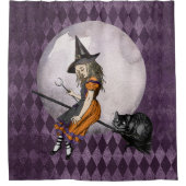 Halloween Alice in Wonderland Cheshire Cat Moon Douchegordijn (Voorkant)