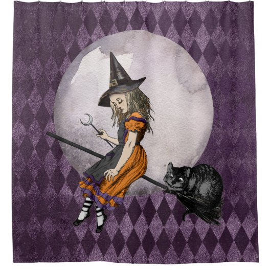Halloween Alice in Wonderland Cheshire Cat Moon Douchegordijn (Voorkant)