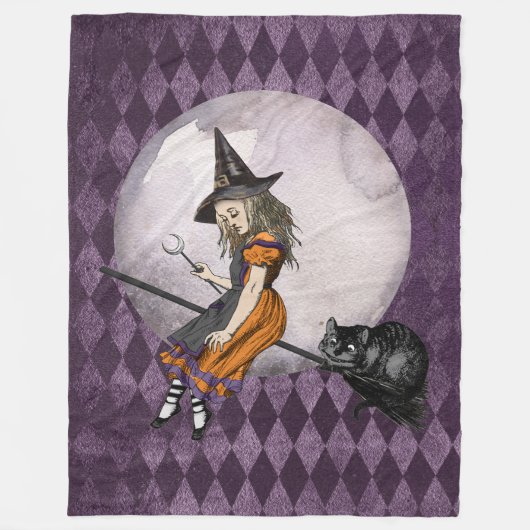 Halloween Alice in Wonderland Cheshire Cat Moon Fleece Deken (Voorkant)