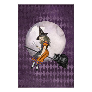 Halloween Alice in Wonderland Cheshire Cat Moon Foto Afdruk