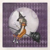 Halloween Alice in Wonderland Cheshire Cat Moon Glazen Onderzetter (Voorkant)