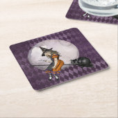 Halloween Alice in Wonderland Cheshire Cat Moon Kartonnen Onderzetters (Schuin)