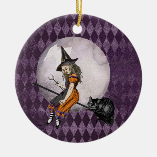 Halloween Alice in Wonderland Cheshire Cat Moon Keramisch Ornament (Voorkant)