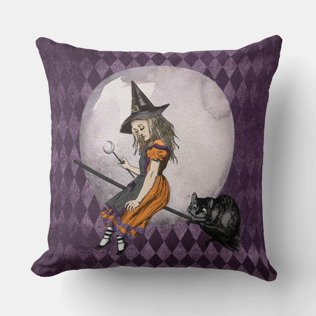 Halloween Alice in Wonderland Cheshire Cat Moon Kussen (Voorkant)