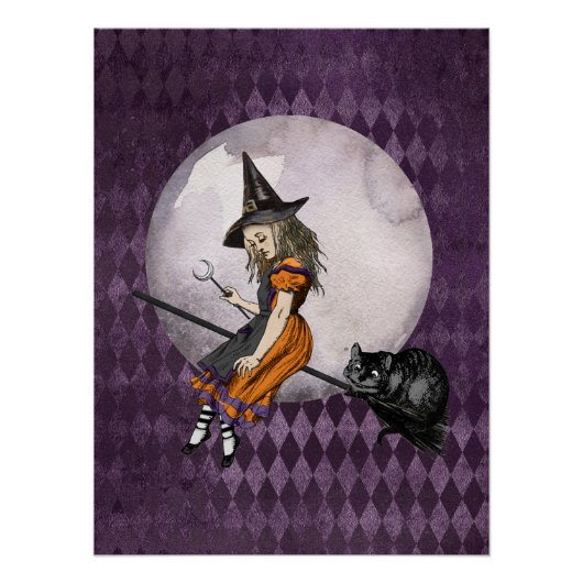 Halloween Alice in Wonderland Cheshire Cat Moon Perfect Poster (Voorkant)