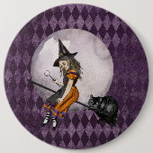 Halloween Alice in Wonderland Cheshire Cat Moon Ronde Button 6,0 Cm (Voorkant)