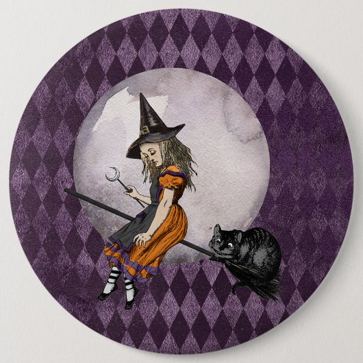 Halloween Alice in Wonderland Cheshire Cat Moon Ronde Button 6,0 Cm (Voorkant)