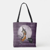 Halloween Alice in Wonderland Cheshire Cat Moon Tote Bag (Achterkant)