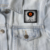 Halloween Alien Cyclops Knop Vierkante Button 5,1 Cm (In situ)