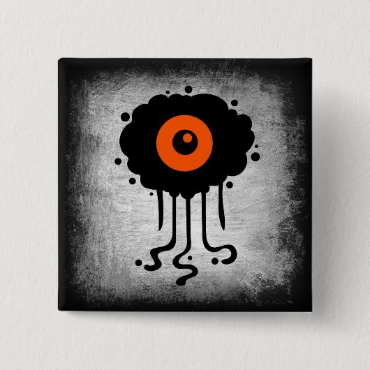 Halloween Alien Cyclops Knop Vierkante Button 5,1 Cm (Voorkant)