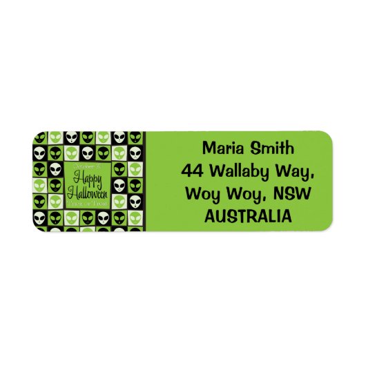 Halloween alien mozaïek etiket (Voorkant)