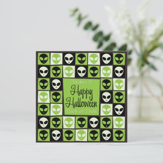 Halloween alien mozaïek kaart (Staand voorkant)