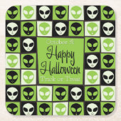 Halloween alien mozaïek kartonnen onderzetters (Voorkant)