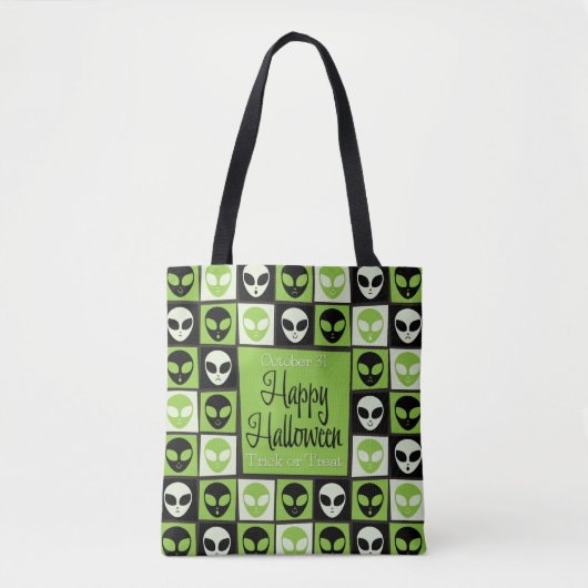 Halloween alien mozaïek tote bag (Voorkant)