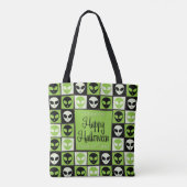 Halloween alien mozaïek tote bag (Achterkant)