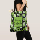 Halloween alien mozaïek tote bag (Dichtbij)