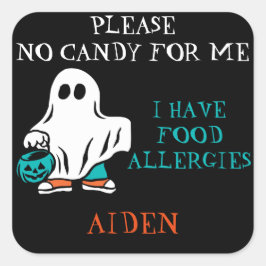 Halloween Allergy Alert Ghost Voedt geen Kinderen Vierkante Sticker