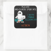 Halloween Allergy Alert Ghost Voedt geen Kinderen Vierkante Sticker (Tas)