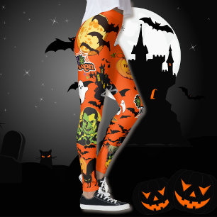 Halloween Alles Cute Leggings Witch Ghost Bat