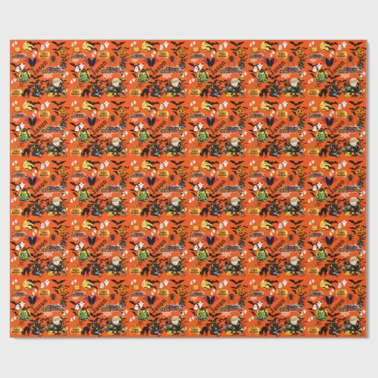 Halloween Alles Happy Birthday NAME Cute Cadeaupapier (Vlak)