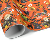 Halloween Alles Happy Birthday NAME Cute Cadeaupapier (Rol Hoek)