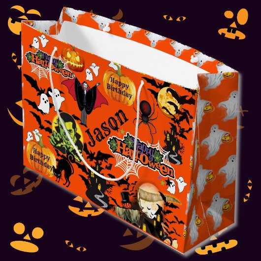 Halloween Alles Happy Birthday NAME Ghosts Groot Cadeauzakje