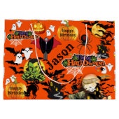 Halloween Alles Happy Birthday NAME Ghosts Groot Cadeauzakje (Achterkant)