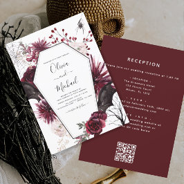 Halloween Alles In Een QR Code Gothic Bruiloft Kaart