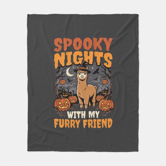 Halloween Alpaca Nacht Fleece Deken (Voorkant)