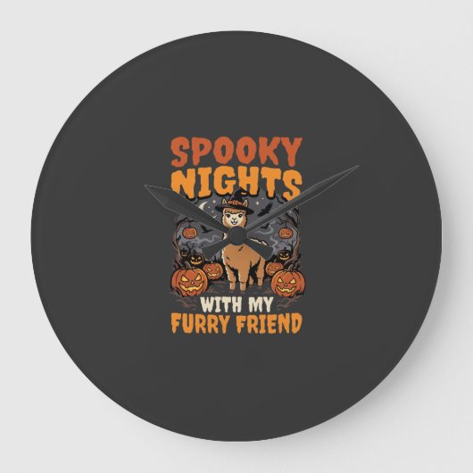 Halloween Alpaca Nacht Grote Klok (Voorkant)