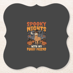 Halloween Alpaca Nacht Kartonnen Onderzetters