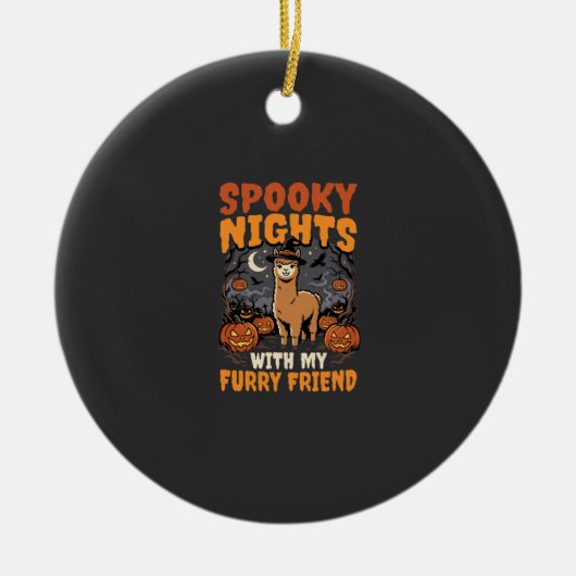 Halloween Alpaca Nacht Keramisch Ornament (Voorkant)