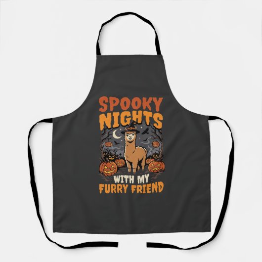 Halloween Alpaca Nacht Schort (Voorkant)