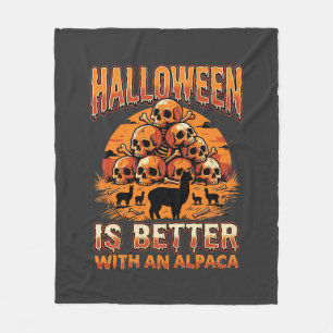 Halloween Alpaca Schedel Stapel Retro Horror Desig Fleece Deken