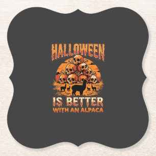 Halloween Alpaca Schedel Stapel Retro Horror Desig Kartonnen Onderzetters
