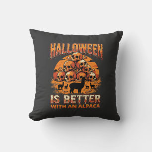 Halloween Alpaca Schedel Stapel Retro Horror Desig Kussen