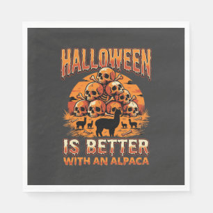 Halloween Alpaca Schedel Stapel Retro Horror Desig Servet
