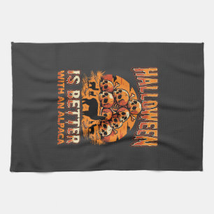 Halloween Alpaca Schedel Stapel Retro Horror Desig Theedoek