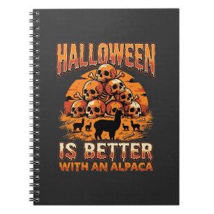 Halloween Alpaca Schedel Stapel Retro Horror Ontwe Notitieboek