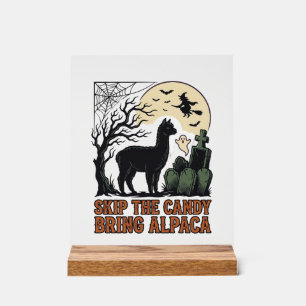 Halloween Alpaca T-shirt Schattig Griezelen Vintag Acryl Bord