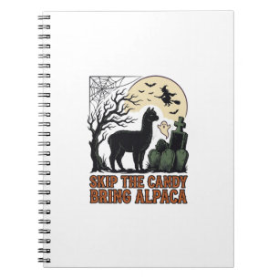 Halloween Alpaca T-shirt Schattig Griezelen Vintag Notitieboek