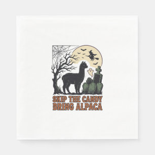 Halloween Alpaca T-shirt Schattig Griezelen Vintag Servet