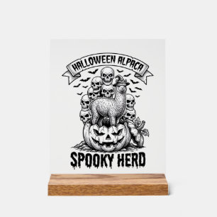 Halloween Alpaca T-shirt Vintage Schedel Pompoen O Acryl Bord