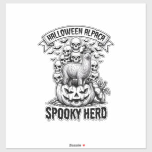 Halloween Alpaca T-shirt Vintage Schedel Pompoen O Sticker