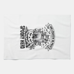 Halloween Alpaca T-shirt Vintage Schedel Pompoen O Theedoek