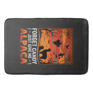 Halloween Alpaca Vergeet Snoep Griezelig Vectoront Badmat