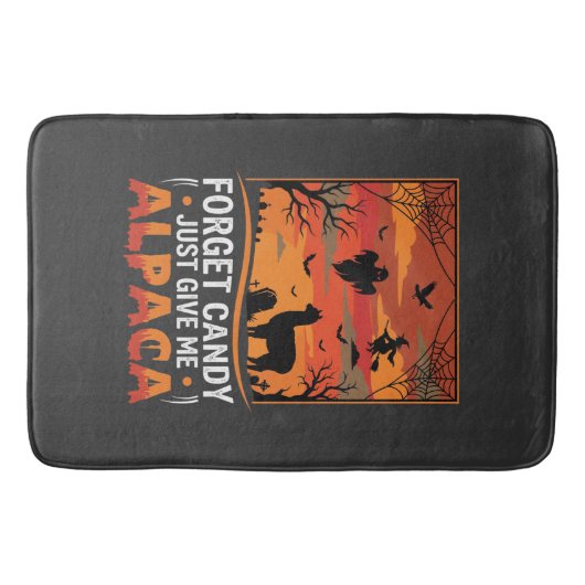 Halloween Alpaca Vergeet Snoep Griezelig Vectoront Badmat (Voorkant)